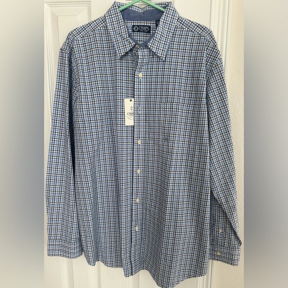 Chaps Men's Blue Plaid Button Down Shirt